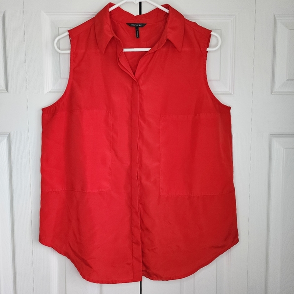 Daisy Fuentes Collar Button Down Tank Top Sz L - Picture 7 of 7